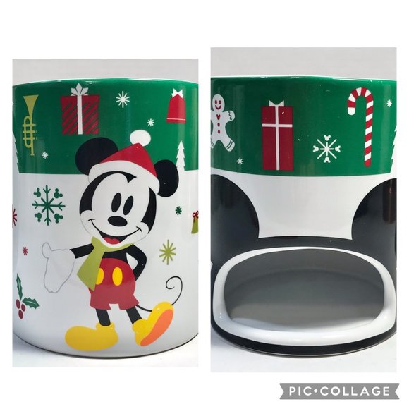 Disney Mickey Mouse Christmas Hot Chocolate Fondue Mug Cup Ears Ceramic Holiday - Picture 1 of 10